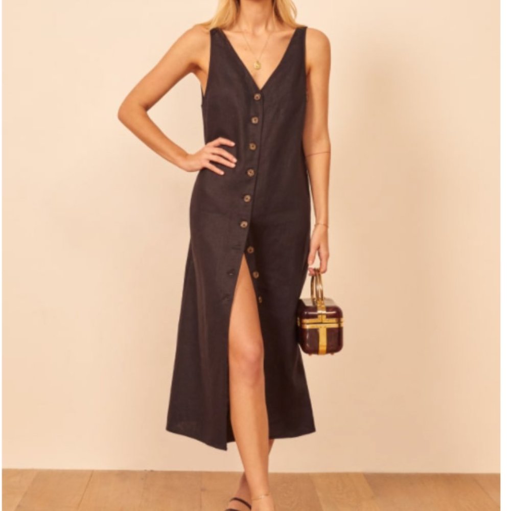 REFORMATION Cliff Linen Dress L